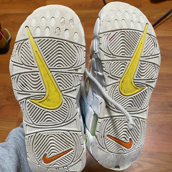 NIKE AIR More Tempo white multi color spell out sneakers lace up colorful retro - Picture 6 of 11